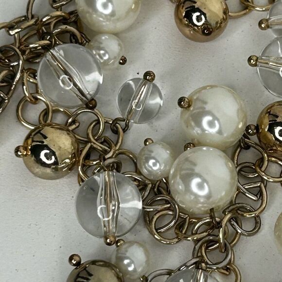 Chico's Long Necklace Women's 38" Gold-tone Faux Pearl Charm Single Strand Chain - Picture 8 of 9